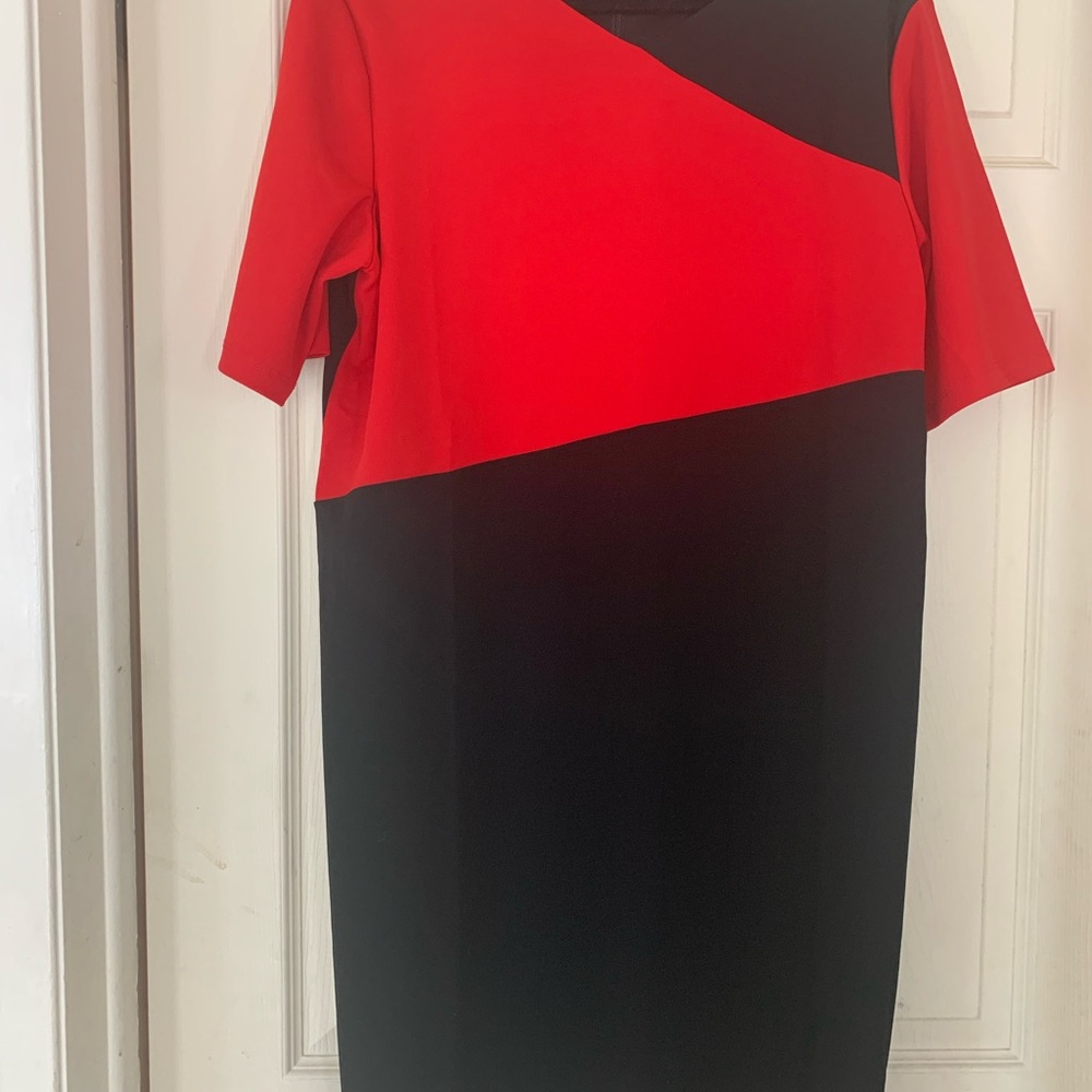 Tiana B. Asymmetrical Red and Black Dress